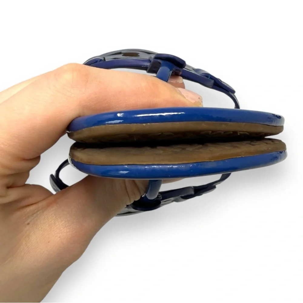 Tory Burch Nautical Blue Patent Leather Miller Thong Sandals 9 Women’s - Picture 5 of 11